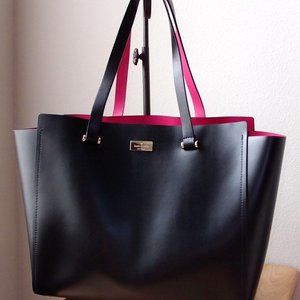 KATE SPADE Tote Womens Black Hot Pink Smooth Leather Arbour Hill Bag
